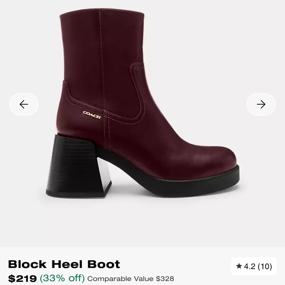 Coach Women's Dark Red Heeled Boots - Picture 4 of 4